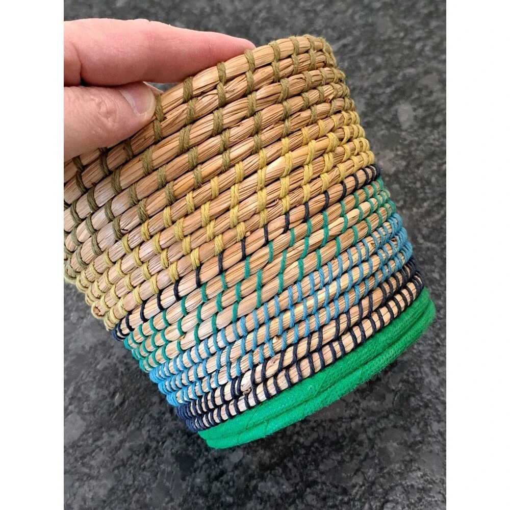 IKEA Riskorn Planter Flower Pot Woven Natural Fiber Plastic Liner